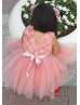 Pink Rosette Tulle Flower Girl Dress